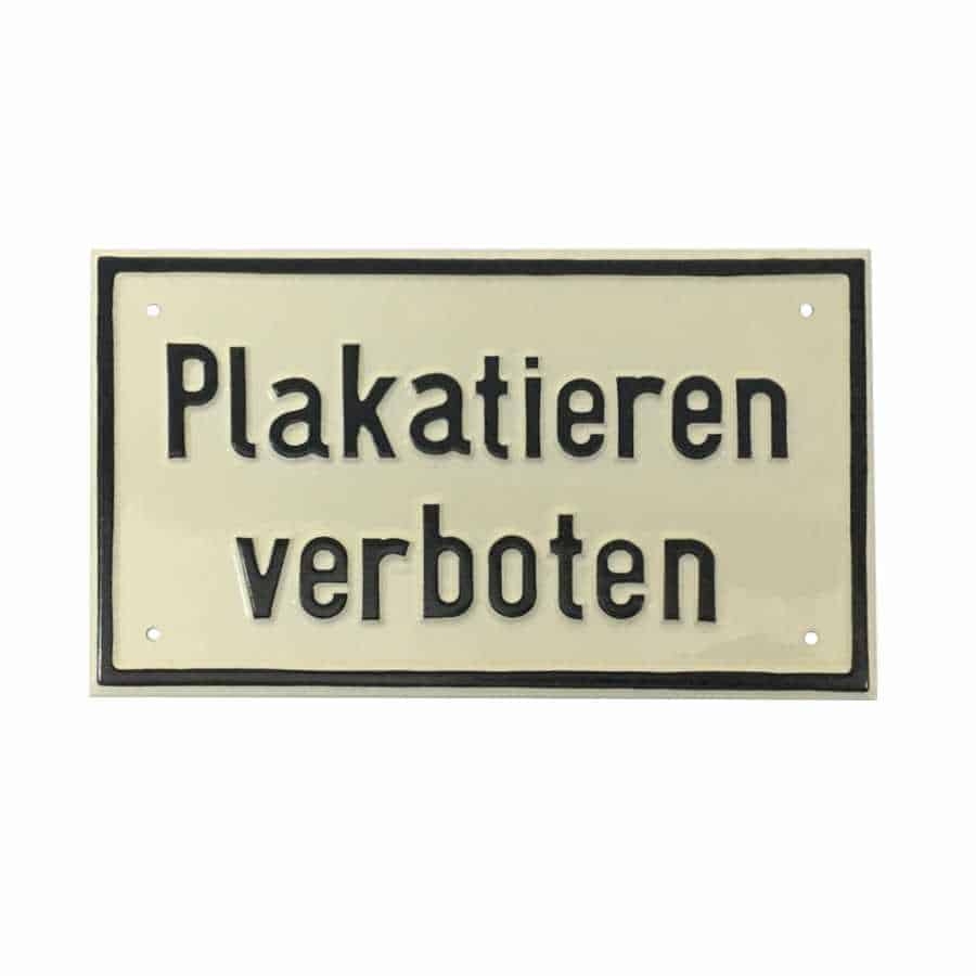 PRÄGESCHILD.192x112.ALU .SW .Plakatieren verboten