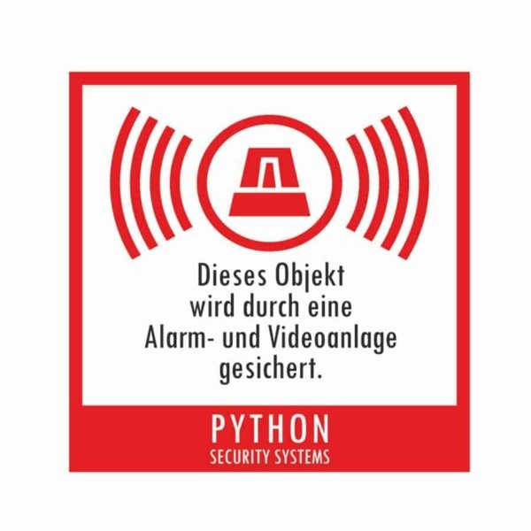 aufkleber.python.alarm videoanlage gesichert.60x60