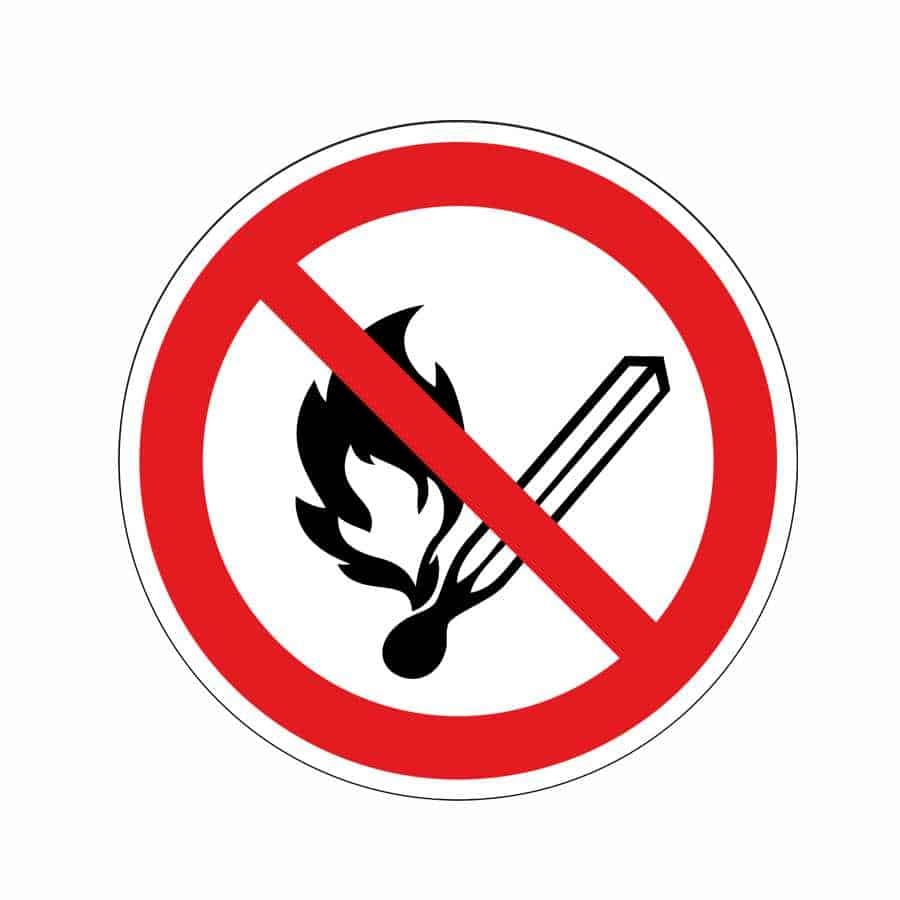 Verbotsaufkleber.Offenes Feuer und Licht verboten