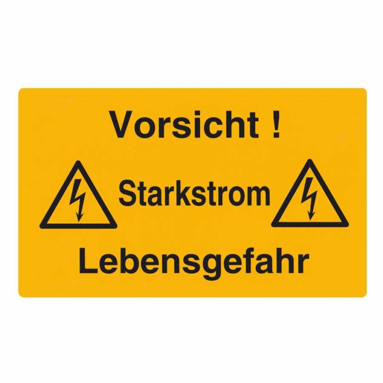 LEMAX Warnschild „Starkstrom Lebensgefahr“ – Selbstklebende Folie, 100x120 Mm, Nach ASR A1.3 / DIN EN ISO 7010