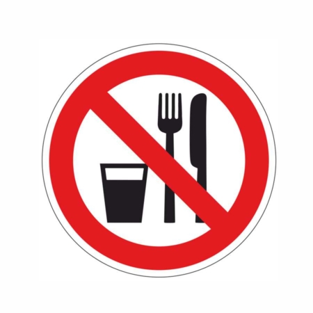 Aufkleber.Essen und Trinken verboten